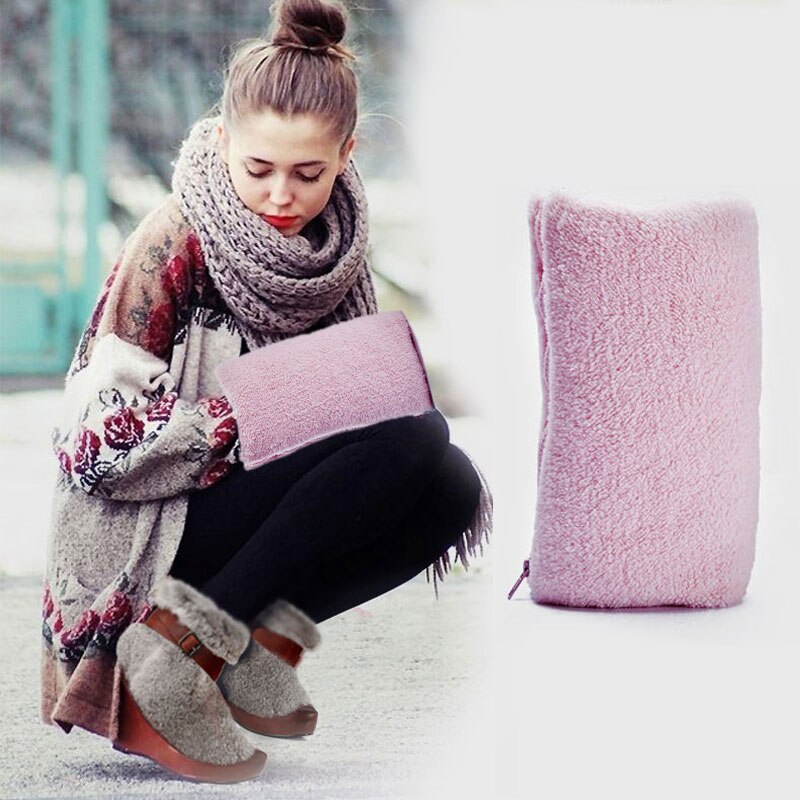 Usb voeding handwarmer flanel kristal super zachte niet-geweven PP katoen pluche kussen wasbaar kussen water fles: Roze