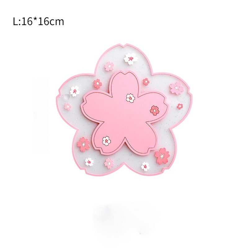 Cherry Blossom Isolatie Warmte Tafel Mat Anti-Slip Thee Cup Melk Mok Bloem Koffie Cup Coaster: Pink-L