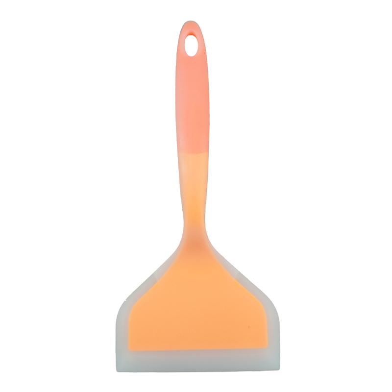 Silicone Kitchen Ware Cooking Utensils Spatula Beef Meat Egg Kitchen Scraper Wide Pizza Cooking Tools Shovel Non-stick Spatula: Pink and Orange