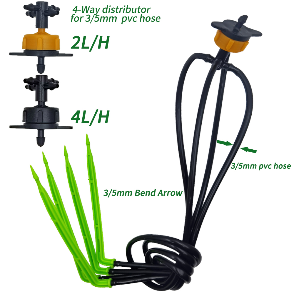 Oasis-sistemas de riego por microgoteo para jardín, kit de goteros de flecha de 3/5mm, para invernadero de bonsái en maceta, 10-100M, 4L, 8l/H