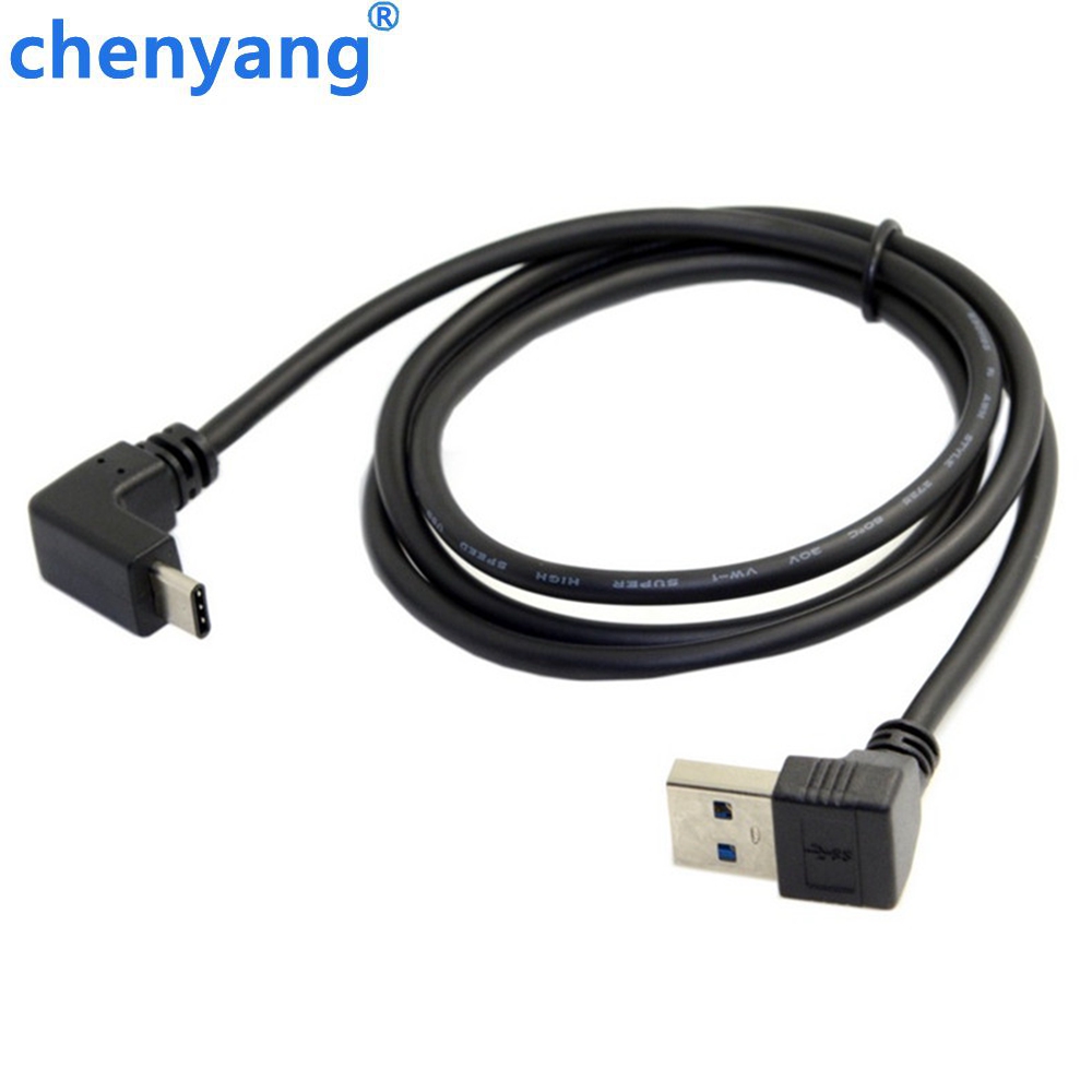 USB 3.1 USB-C Type-c Up &amp; Down Schuine naar USB 3.0 Een Mannelijke 90 graden Up &amp; Down Schuine Datakabel voor Macbook &amp; Tablet &amp; Telefoon 1 m
