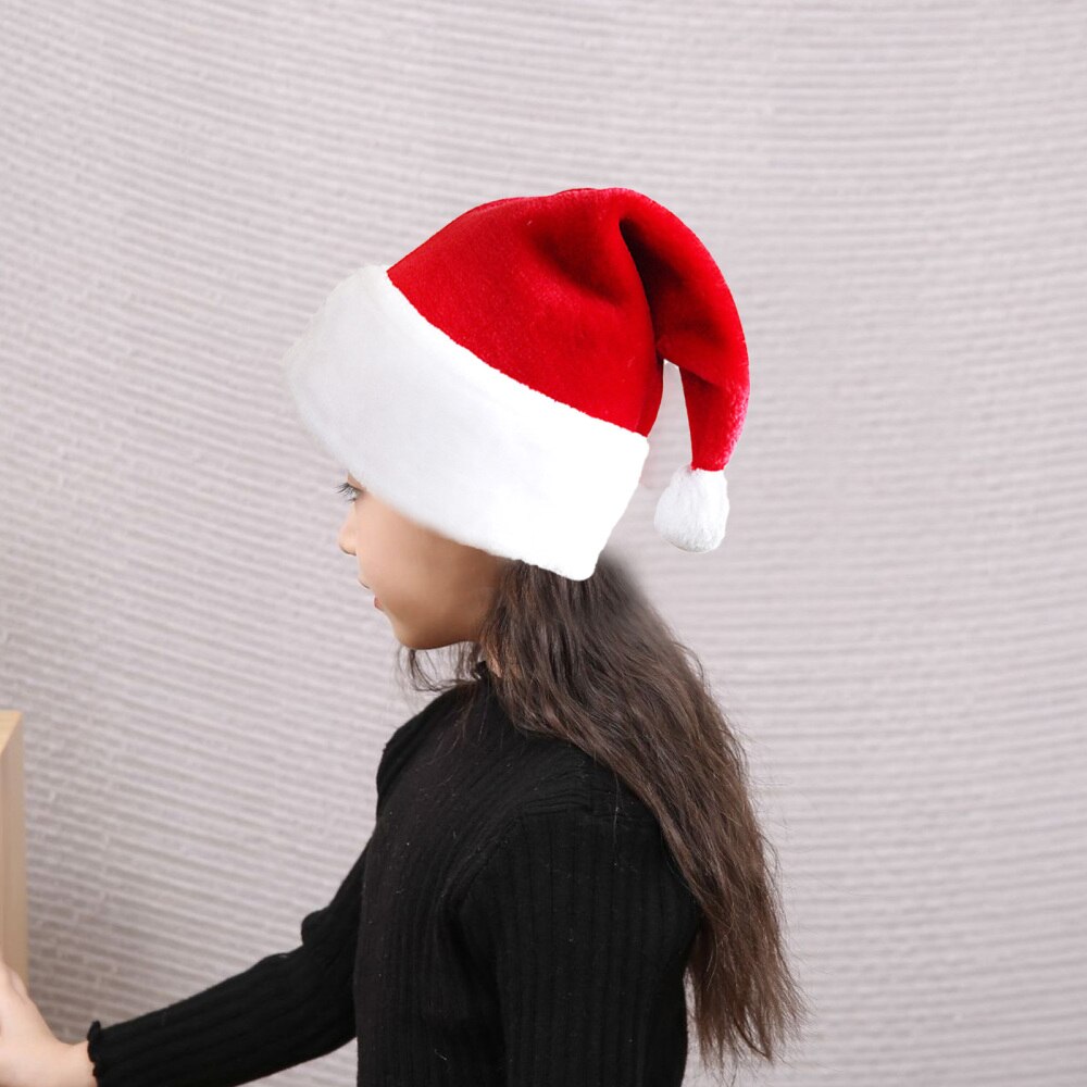 Christmas Hats Xmas Decorations Family Red Plush High Knitted Fabric Moisture-wicking Children Adults Thickened