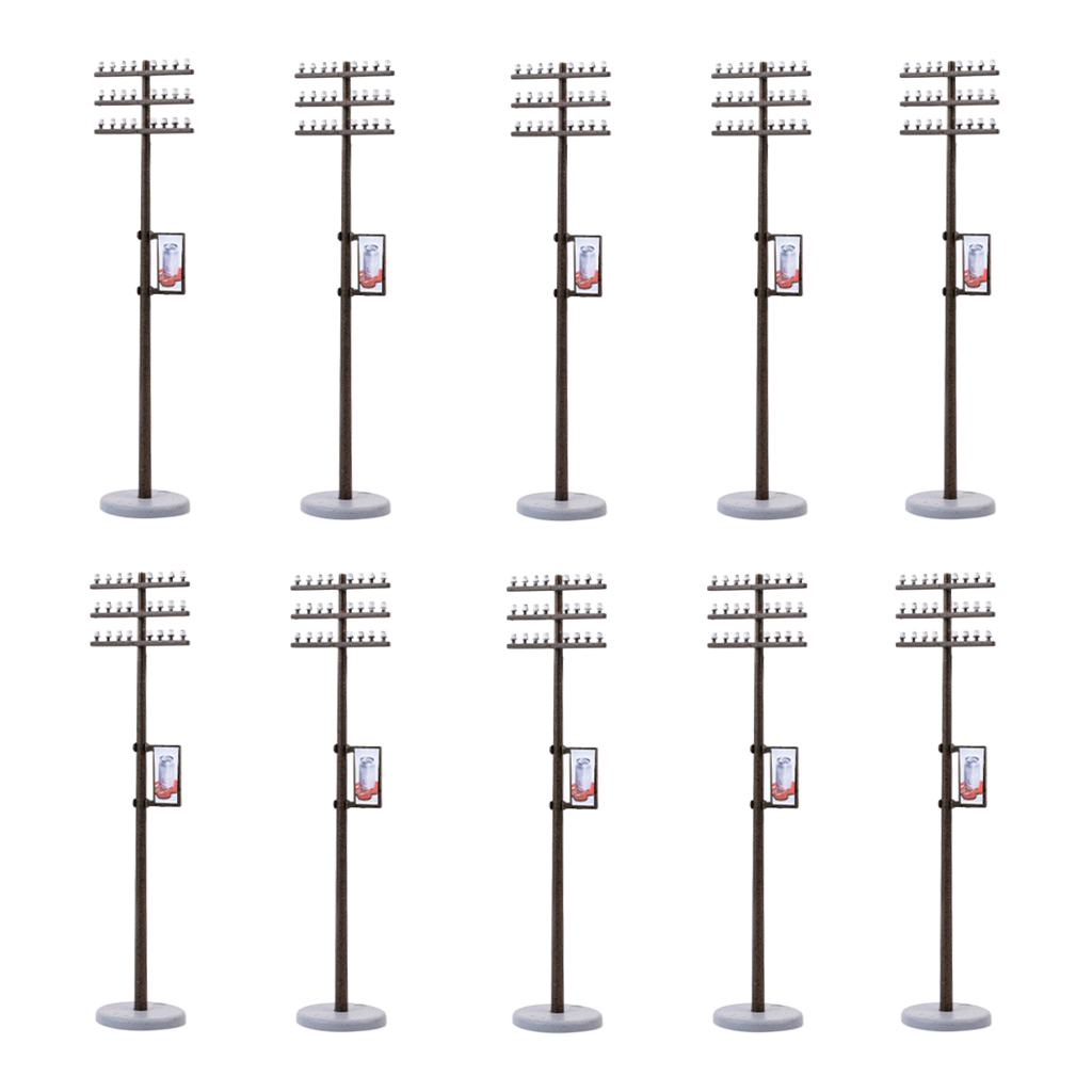 10x Plastic Electric Line Pole Model for Train SCENERY 1:100 HO TT Scale