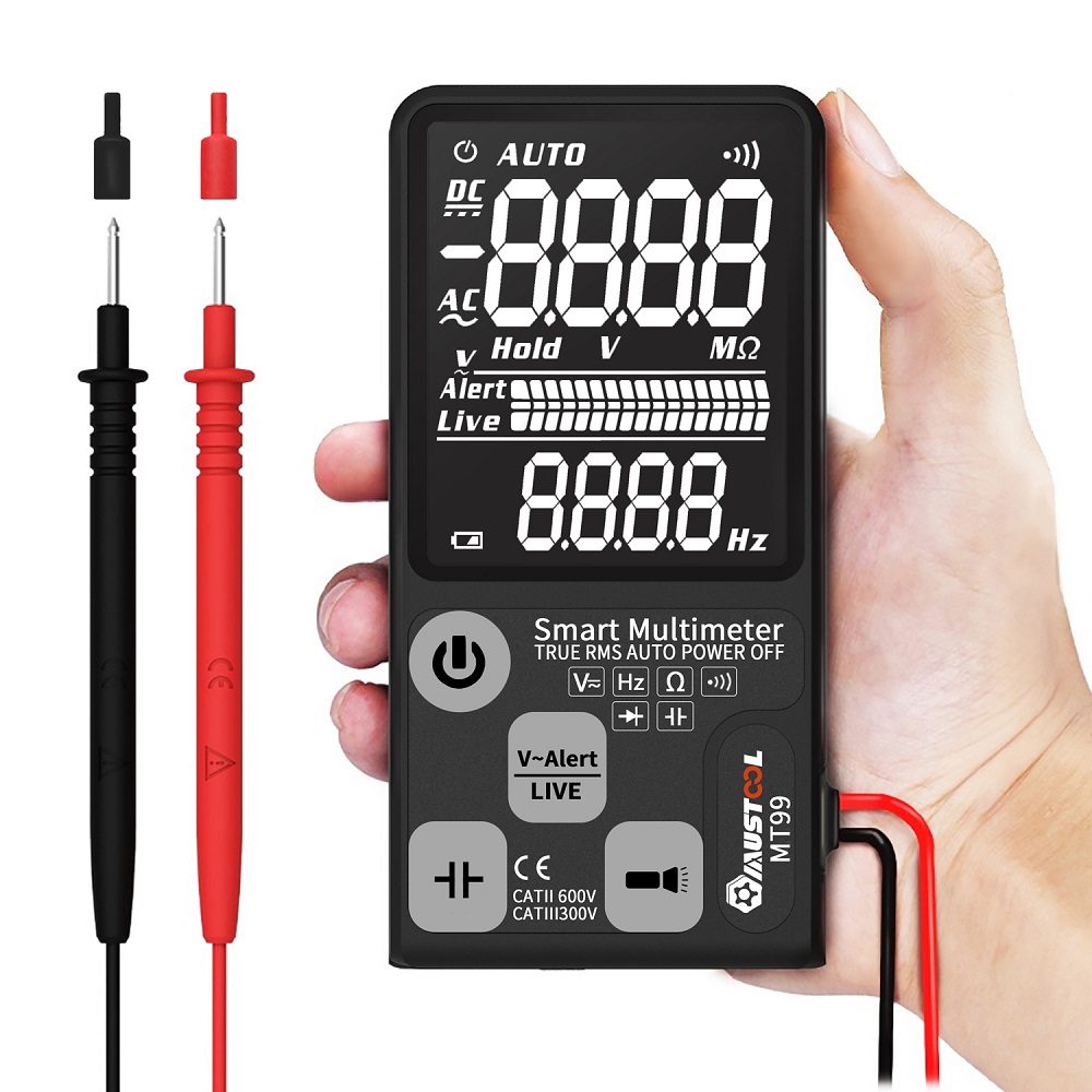 Upgraded MT99 True RMS 9999 Counts Digital Multimeter MUSTOOL Ultra-large EBTN LCD 3-Line Display Fully Auto-Range Smart DMM