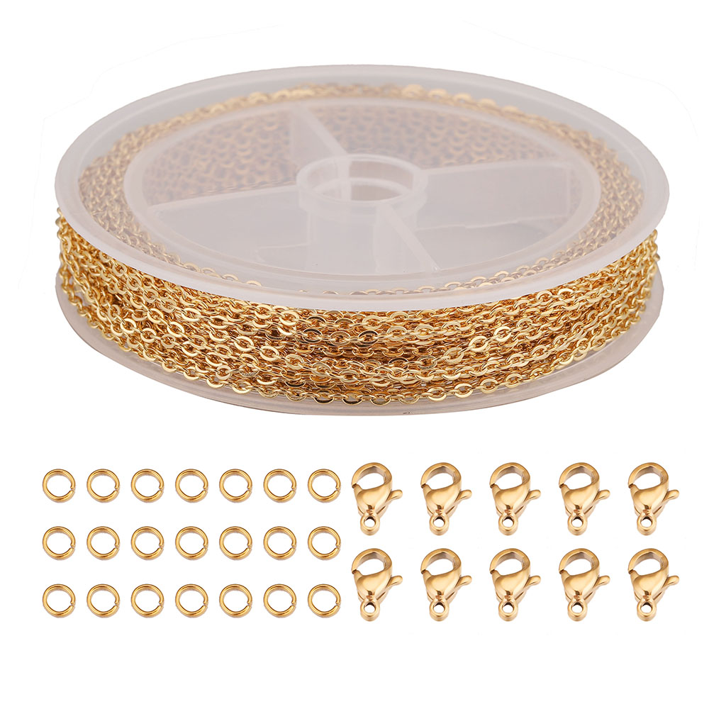 10 Meter Ketting Met Karabijn En Opening Ring Set Diy Rvs Sieraden Maken Kit Voor Armband Ketting