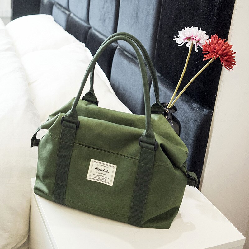 Dy bagagem de viagem curta bolsa de viagem feminina coreano-estilo mão bolsa em forma de pequeno grande: Green Large