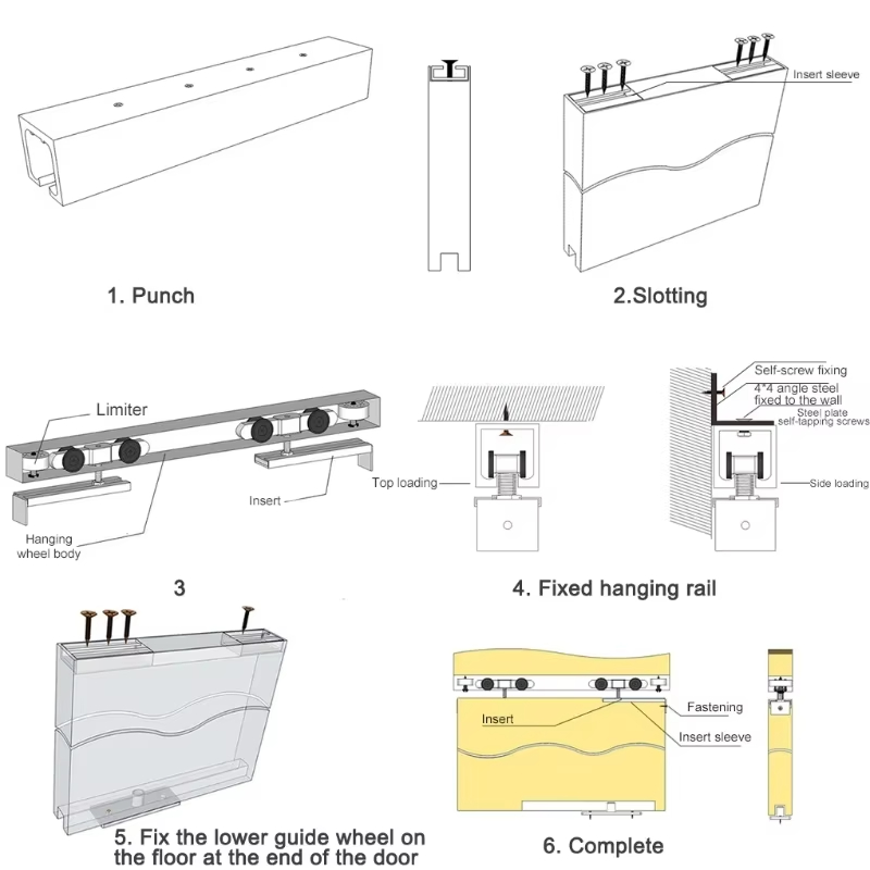 2 stks/set Schuifdeur Roller Hardware Schuifdeuren Katrol 4 Wielen Thuis Kamer Houten Deur Opknoping Wielen Rail Track Katrol