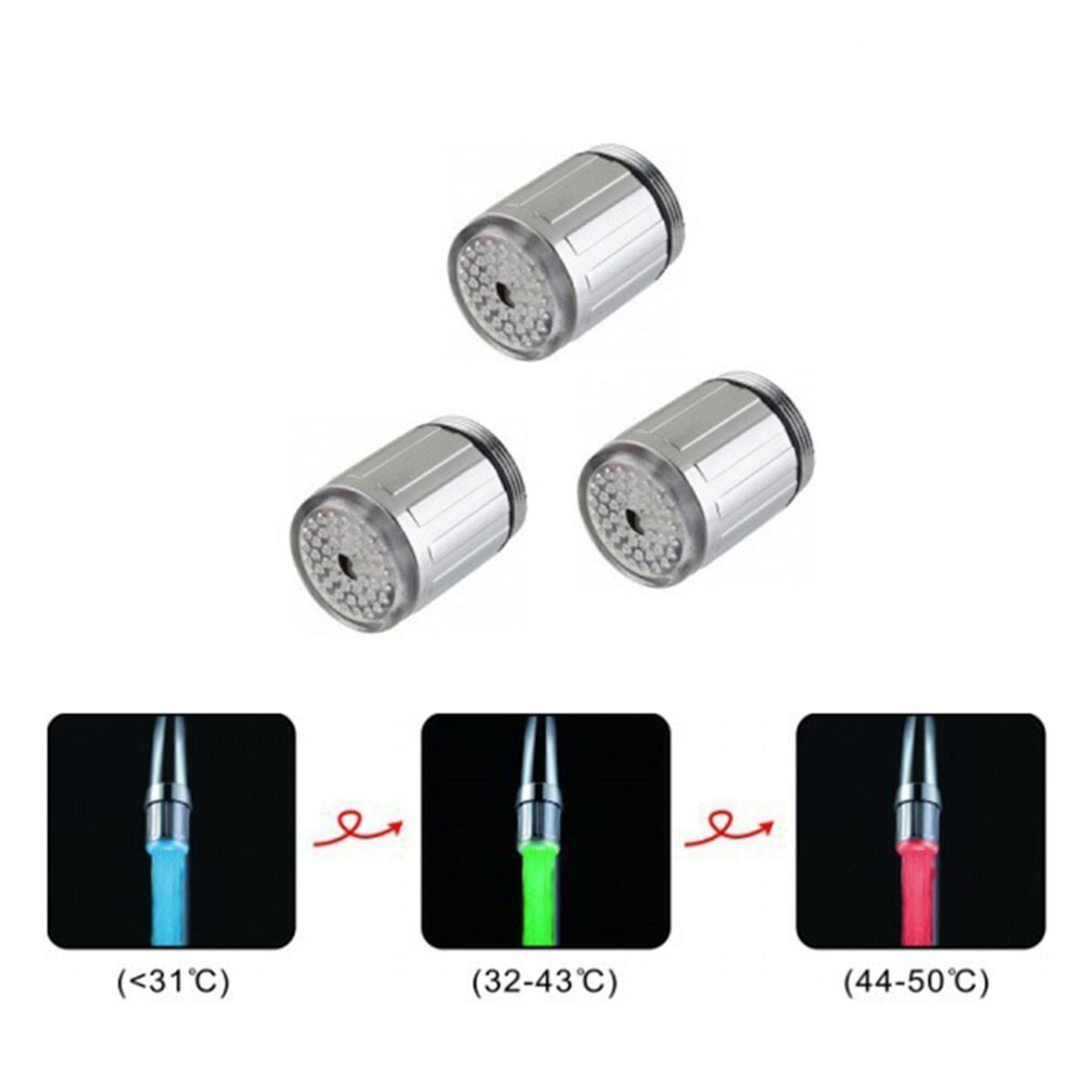 Luminous Light-up LED Water Faucet Shower Tap Basin Water Nozzle Bathroom Kitchen Heater Faucets thermostat Blue 3Color 7 Colors