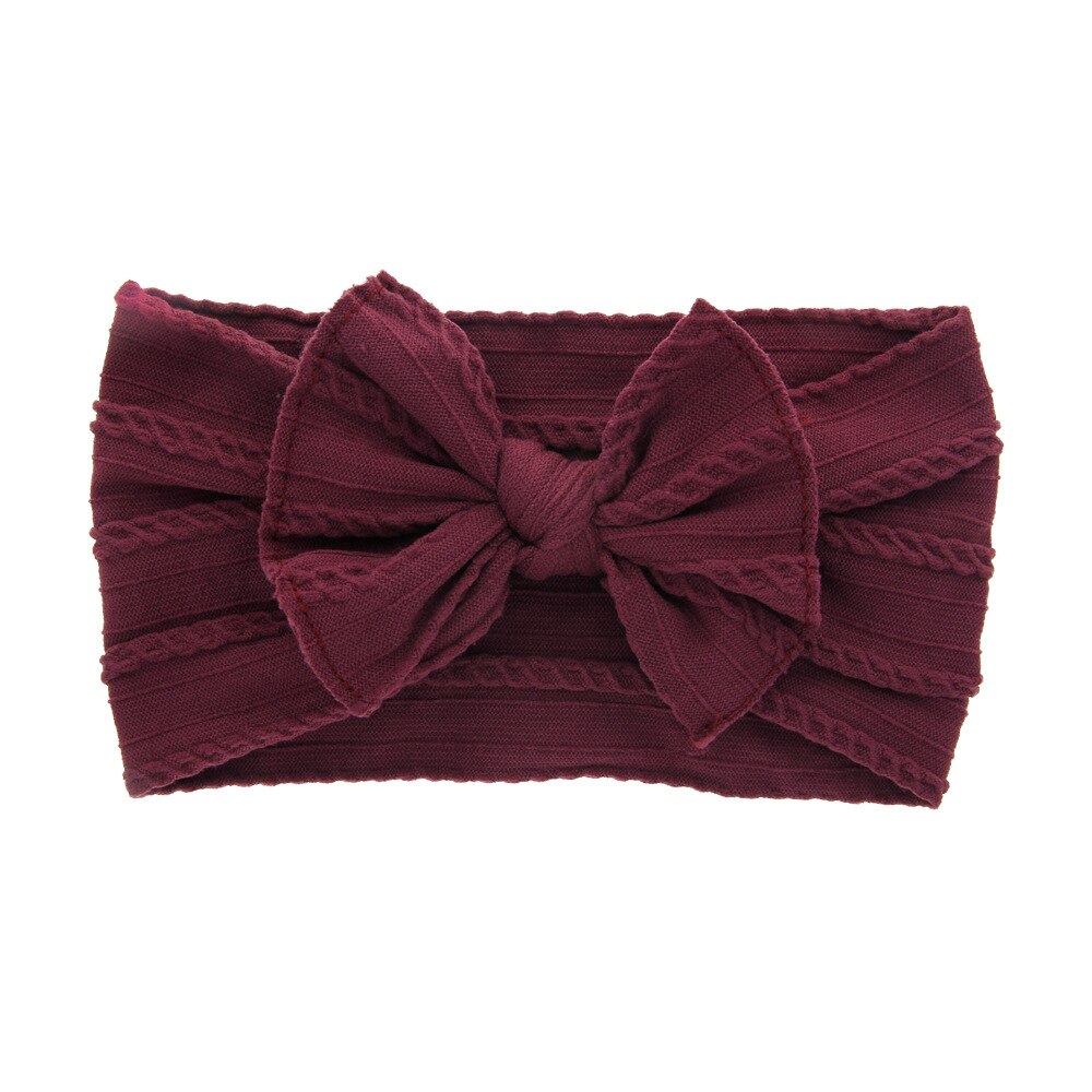 Baby Großen Bogen Weichen Stirnbänder Blume Drucken Nylon Turban Haarband Hase Bogen Headwrap Nette Baby Mädchen Kopf wickeln Zubehör: Wein rot