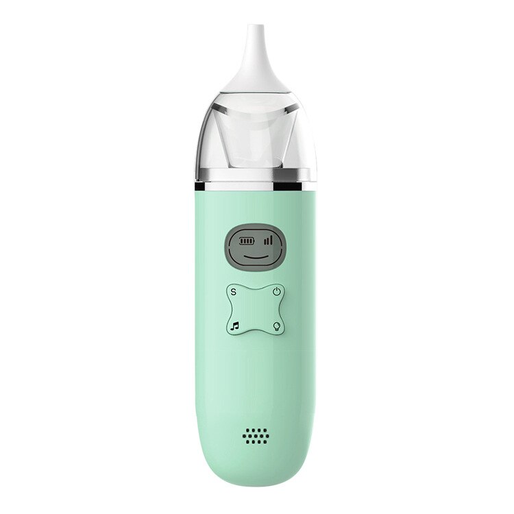 USB Baby Nasal Aspirator Electric Safe Hygienic Nose Cleaner Silicone Snot Sucker Newborn Infant Toddler Kids Music Adjustment: Green