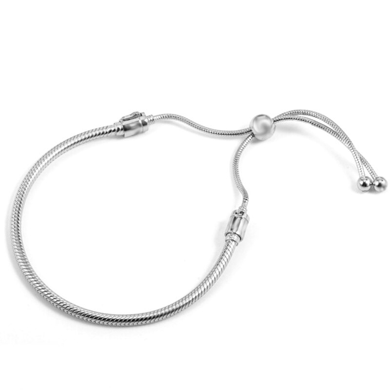 Togory best verkochte verzilverde klassieke ronde slangkettingarmbanden met bedels en schakelarmbanden voor damessieraden: Zilveren kleur