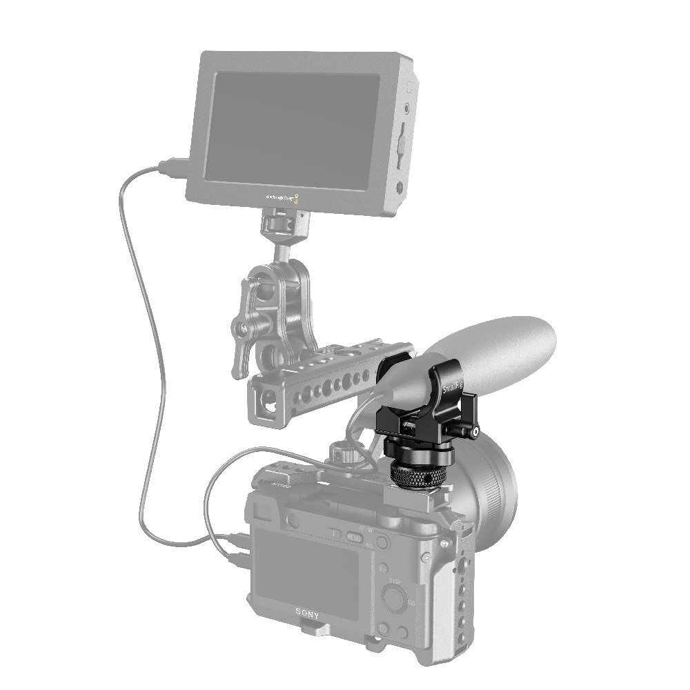 Supporto per microfono a gabbia per fotocamera DSLR SmallRig (scarpa fredda) con supporto per morsetto antiurto per microfono diametro 19-25mm-2352