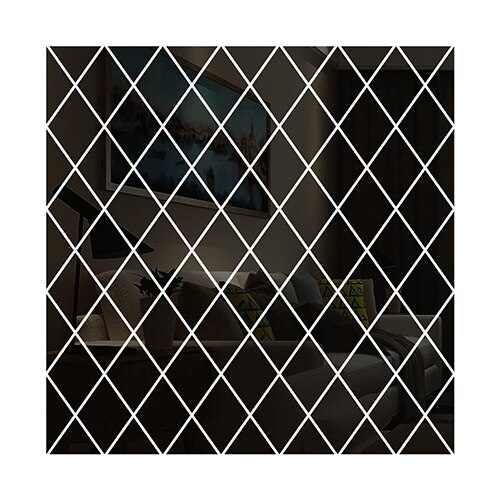 Diamond Spliced Mirror Stickers Self Adhesive Removable Acrylic Mirror Sheets Wall Decals For Home Art Room Bedroom Background: Black / 100x100cm
