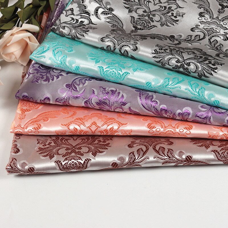 Jacquard Satin Fabric Floral Pattern 200D glossy 150cm*100cm for dress shoe Cosplay DIY bag Clothing