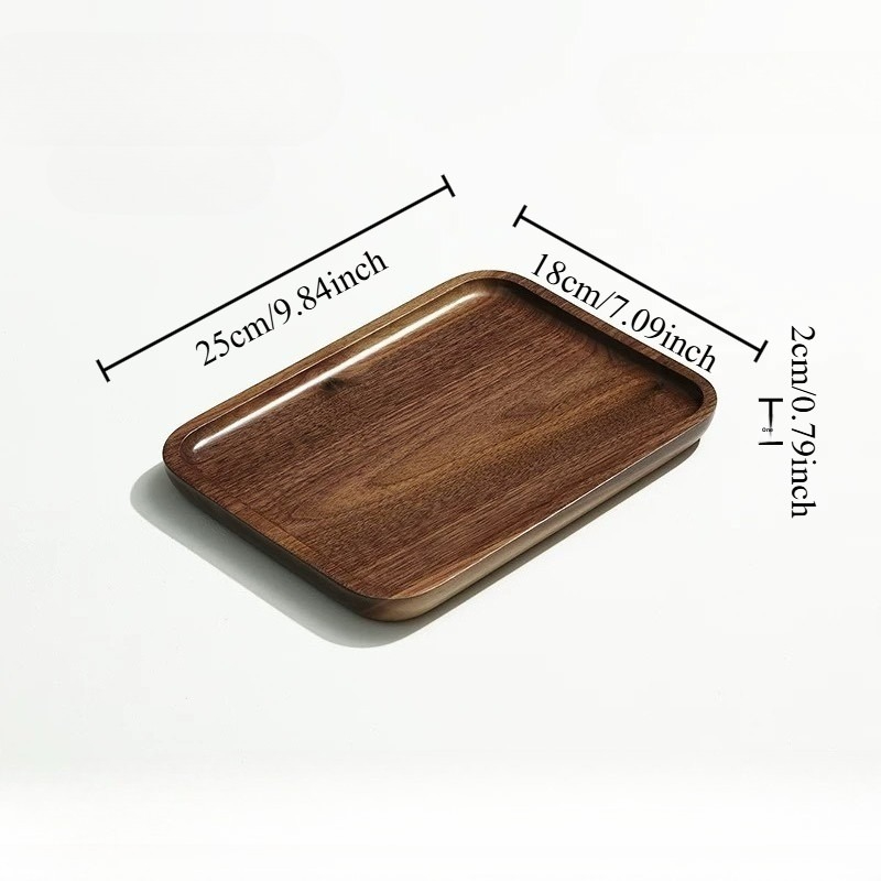 Black Walnut Wood Tray Household Wooden Tea Tray Put Cups Wooden Plate Coffee Dessert Storage Dinner Plate: black