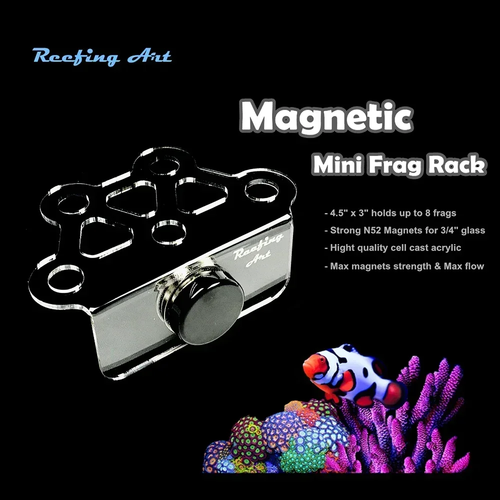 Reefing Art-Soporte de acrílico supertransparente para acuario, estante magnético para tapones de Coral Frag, para pecera de 15 - 20MM de espesor de vidrio: Mini Frag Rack