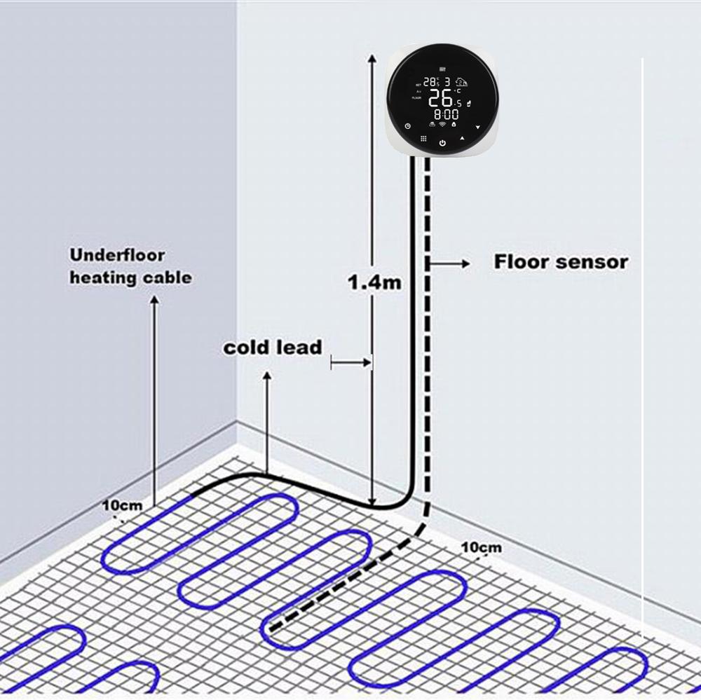AC230V 16A 7 days programmable touch screen wifi smart thermostat with alexa control