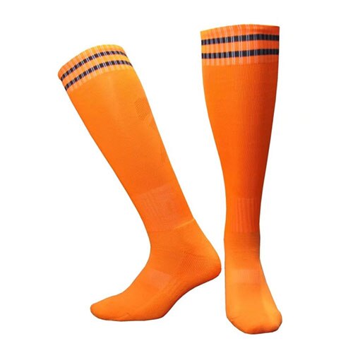 Soccer Socks Boys Girls Knee-High Football Socks Sports Kids Top Antiskid Breathable 1 pairs durable soft same size: Orange