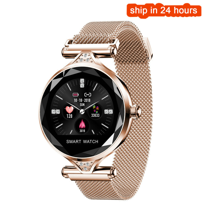 H1 smart watch frauen herz rate blutdruck fitness schrittzähler weibliche Armband physiologischen zyklus IP67 wasserdichte smartwatch: Gold