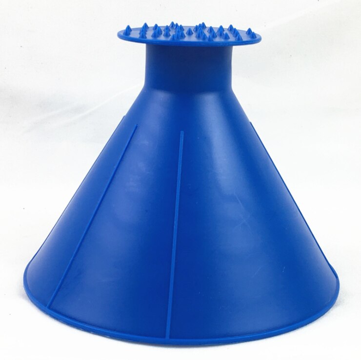 Grattoir à glace rond, pour vitre de voiture, pare-brise magique, pare-brise, entonnoir, dissolvant, déodorant, cône: Bleu