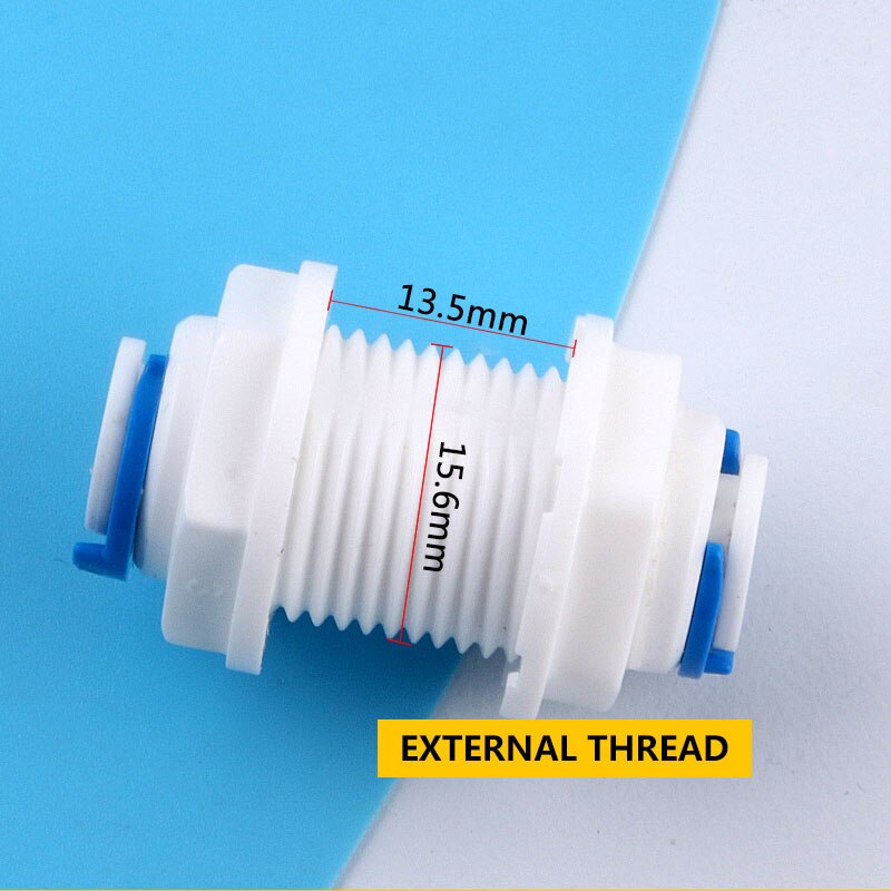 1/4" (6.35mm） OD Tube Pipe Straight Bulkhead Fittings Quick Connector Division Plate Reverse Osmosis System Through Plate Joint
