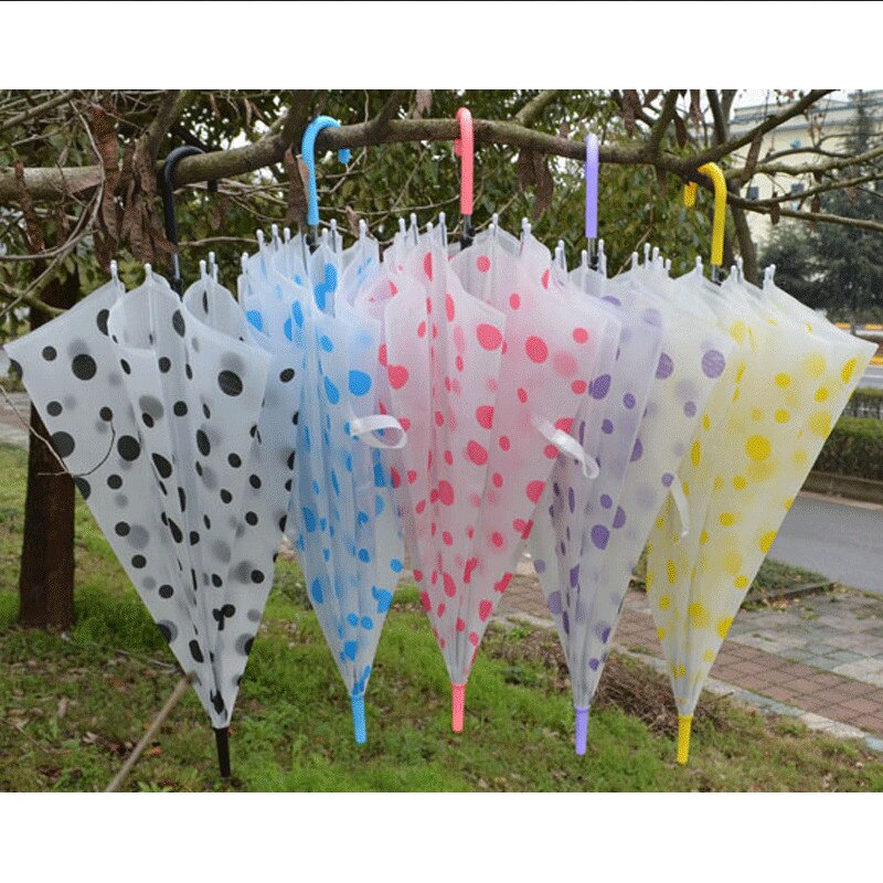 Paraguas transparente de lunares para mujer, paraguas transparente para caminar, lluvia, Brolly, decoración de boda