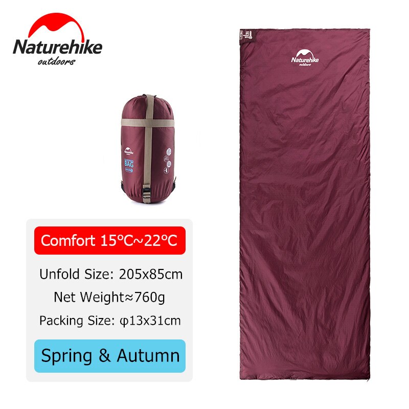 Naturehike Slaapzak Ultralight LW180 Waterdicht Katoen Slaapzak Natuur Wandeling Zomer Outdoor Wandelen Camping Slaapzak: Red - 205x85cm