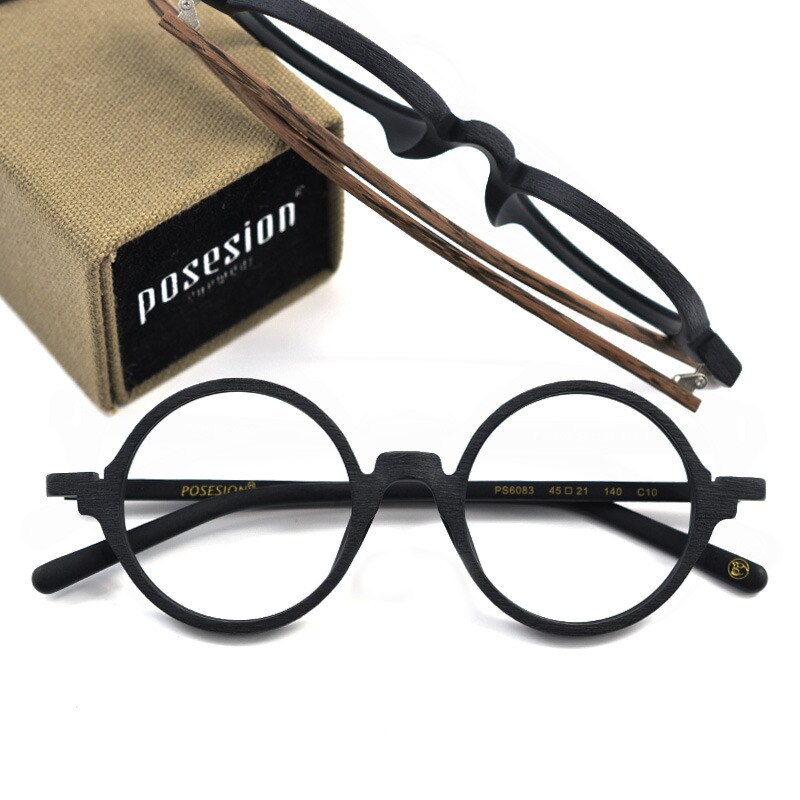 HDCRAFTER Vintage Retro Round Glasses Frames Men Wood Prescription Myopia Hyperopia Optical Eyeglasses Glasses Frame for Women