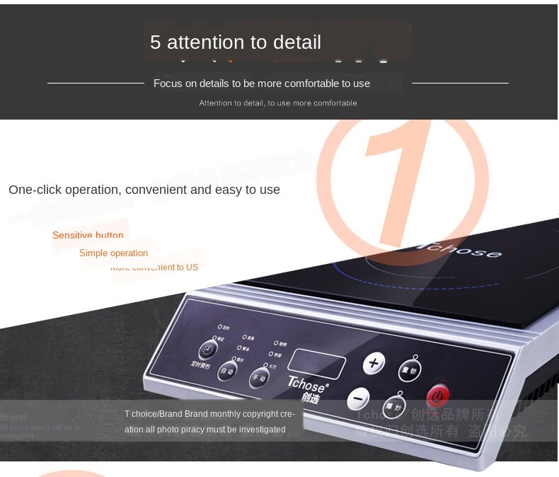 220V3500W Commercial Induction cooker fire boiler Waterproof Black Crystal Plate Stove High-power Cooktop Burner