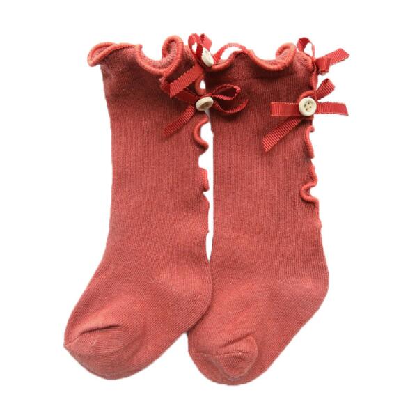 baby girl bow wood ear style baby leg warmers knee high toddler leg warm cotton long tube baby girls lace girl leg warms infant: orange 3to5 year