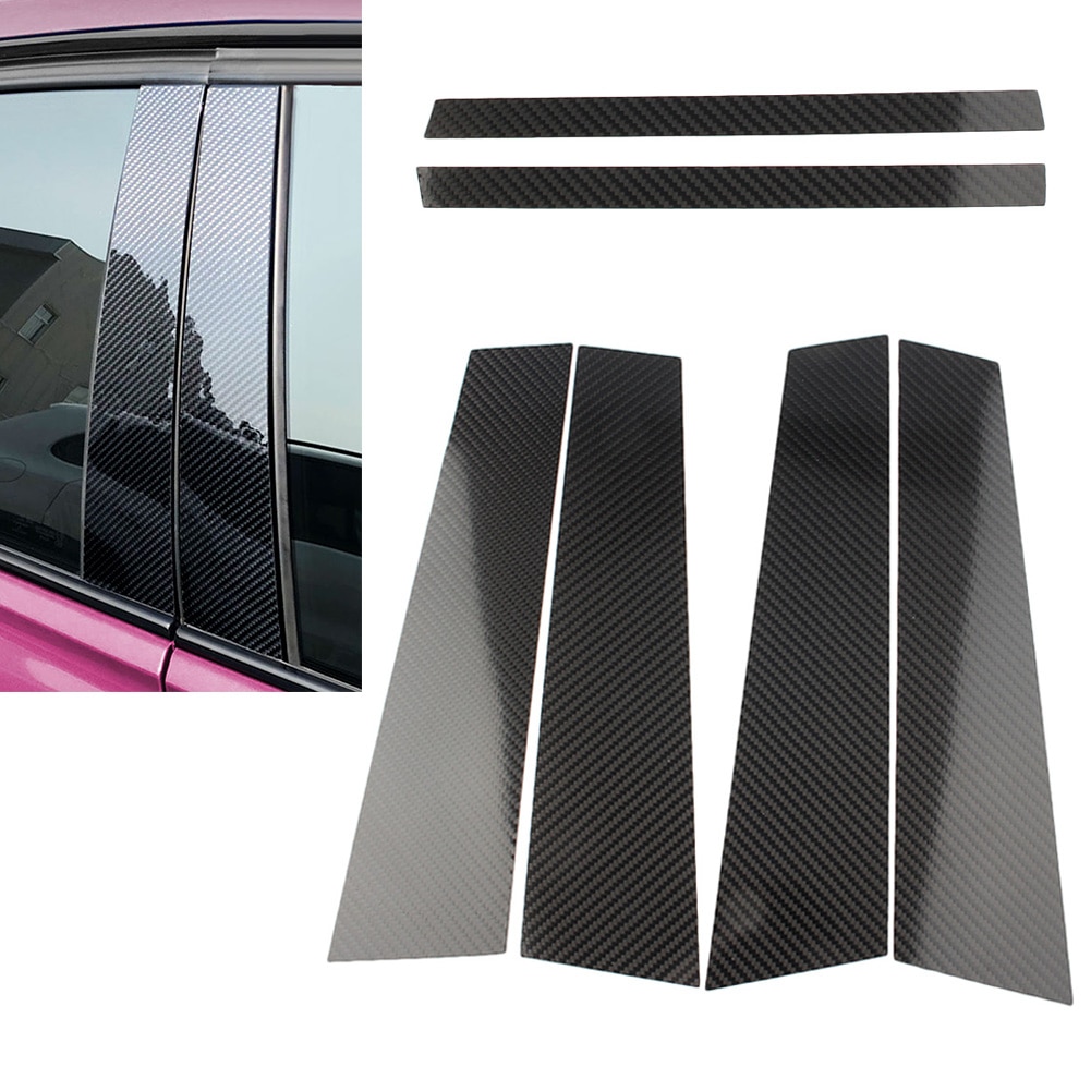 Carbon Fiber Car Window B Pillar Moulding Trim Protective Cover For Mercedes Benz GLA Class 6pcs