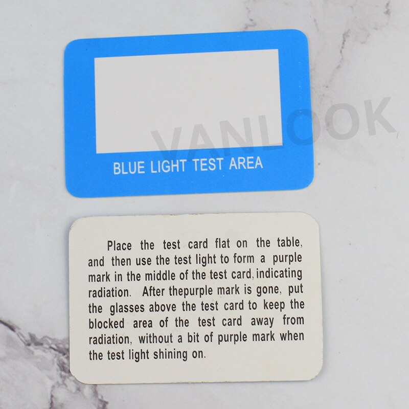 Anti-blått lys testkort test lys briller uv test tilbehør kort blå lys deteksjon kort generator kort test kort
