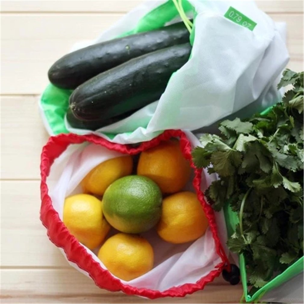 Reusable Mesh Produce Bags Washable Eco Friendly For Grocery Shopping Storage Fruit Vegetable Bags Set