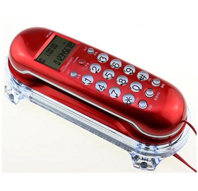 portable Caller Flash landline phone antique home office telephones mini fixed telephone white red yellow wall desktop: Red