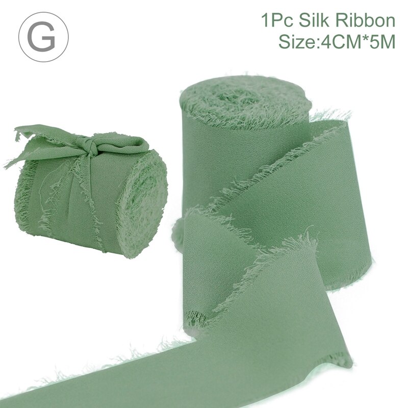 Rouleau de ruban en mousseline de soie, 5 m/rouleau, pour Bouquet de mariée, boîte d&#39;emballage en tissu, décoration pour voiture: style 7