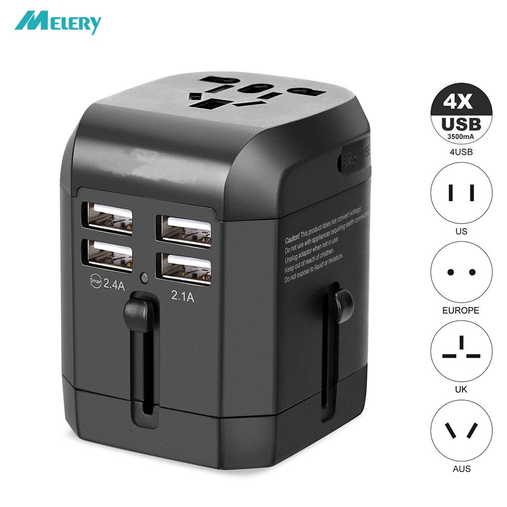 Universele USB Travel Power Adapter Wall Charger AC Power Adapter Mobiele Telefoon Laptop Quad 3.5A Smart Power USB Opladen poort