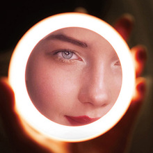 Mini Circular Makeup Make up LED Mirror Compact Portable Travel Illuminated Round Mirror light