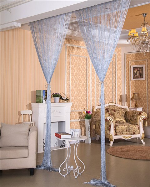 1pc Kristall Vorhang 100 x200cm Tür Vorhang Perlen Faden Vorhänge glänzend Quaste Schnur Hause Dekoration Wohnzimmer Hochzeit Dekor: Weiß