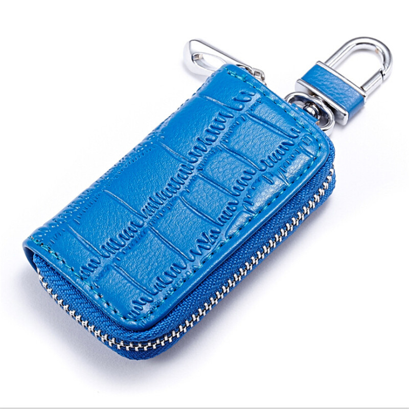 1Pc Pu Leather Keychain Small Exquisite Durable Key Wallet Men Women Portable Key Holder Organizer Pouch Car Key Bag Wallet: blue