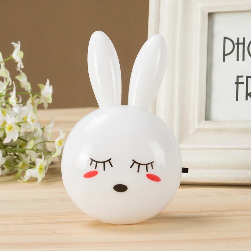 Bonita luz LED nocturna de conejo de dibujos animados, interruptor de AC110-220V, lámpara de noche de pared, lámpara de noche para dormitorio para niños, para niños con enchufe UE/EE. UU.