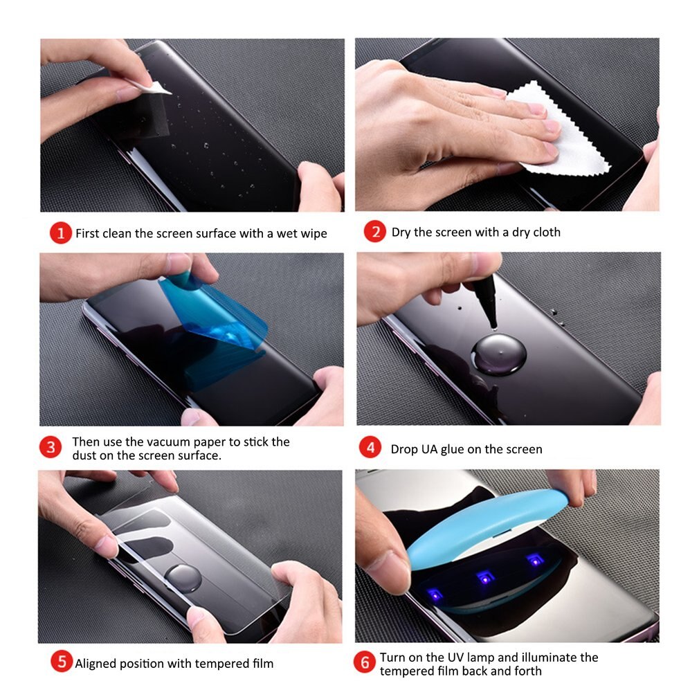 For Samsung S10 S10 Plus Full Glue UV Liquid Tempered Glass Screen Protector Kits for Samsung S10+ Protective Film Tempered Glas