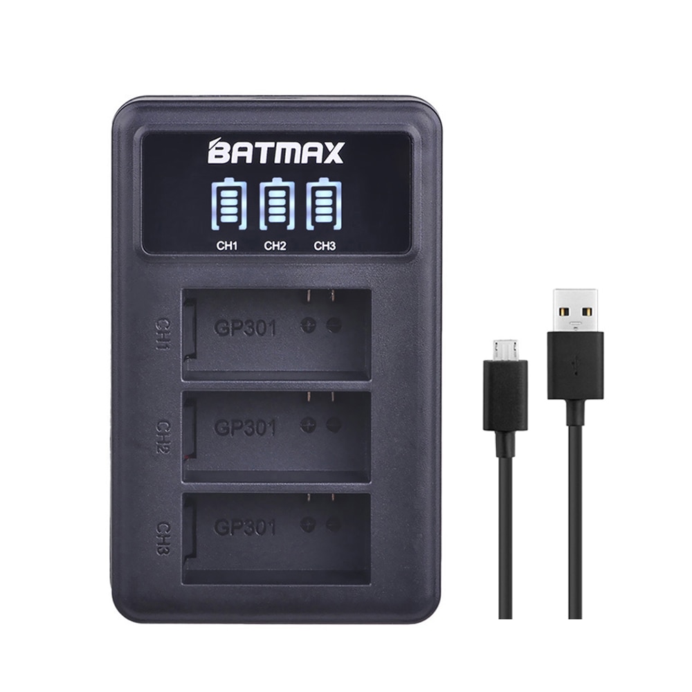LED 3-slots USB Batterij Oplader voor Gopro Hero 3 3 + AHDBT-301, AHDBT-201 batterij voor go pro Accessoires
