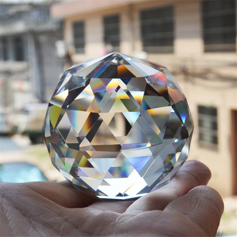 Photography Faceted Crystal Ball Feng Shui Paperweight Decorative Glass Ball Shiny Transparent crystal solid faceted ball