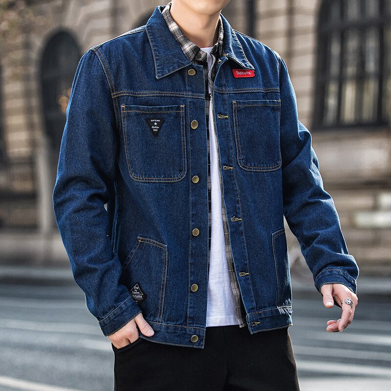 ZAZOMDE Denim Jacket Men Basic jackets Casual Slim Solid Lightweight Bomber Jacket Men Windbreaker Outwear Male Denim Coat