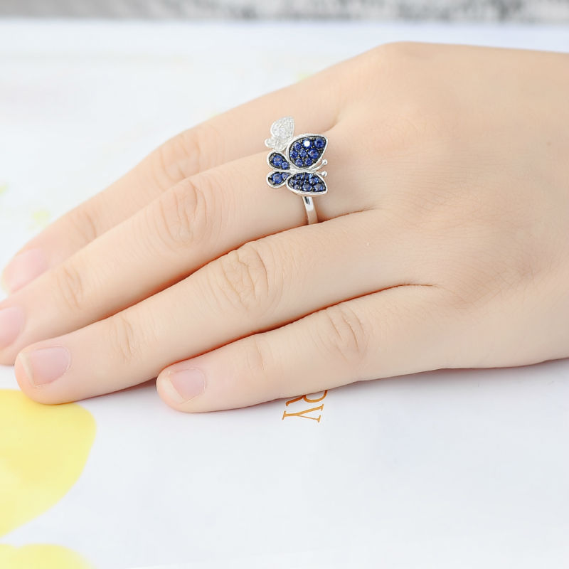 Santuzza-conjunto de joias femininas, lindo conjunto de brincos em prata esterlina 925, borboleta azul brilhante, joias da moda