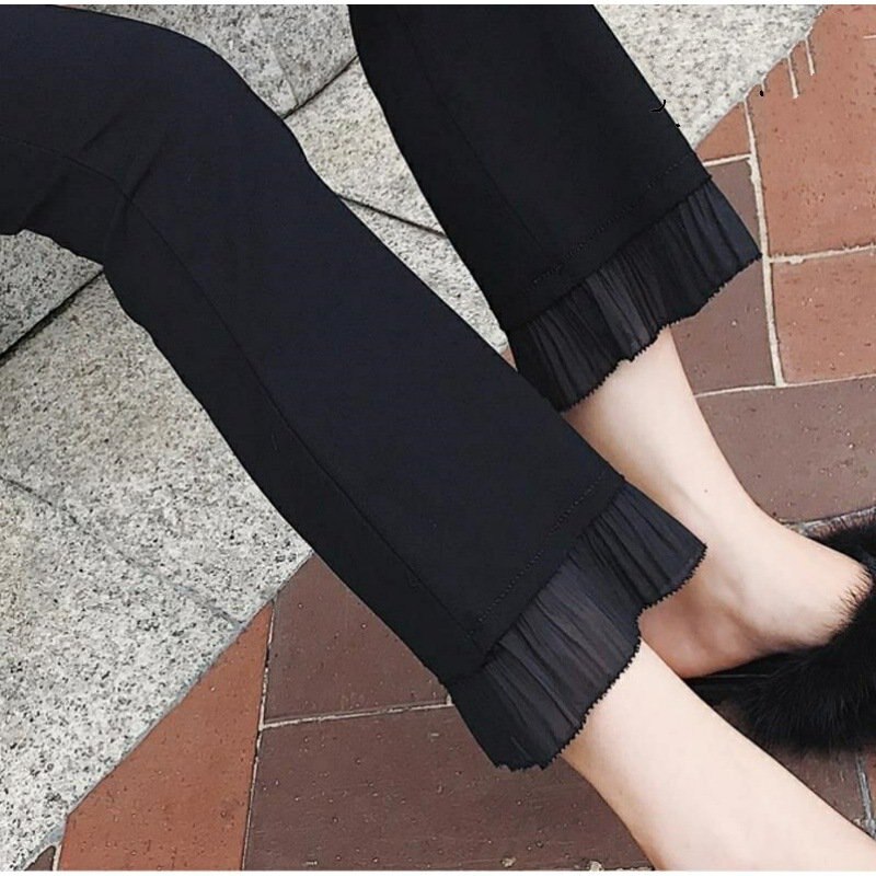 Mutterschaft Gamaschen Spitze aufflackern Hosen Breites Bein aufflackern d bleistift Schlauch Schwangere Frauen Kleidung Schwarz knöchel Hosen