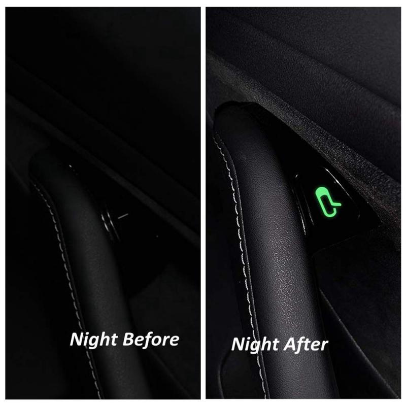 8 Stks/set Voor Tesla Model 3 Auto Deur Open Exit Lichtgevende Sticker Kit Decal Open Knop Herinnering Fit Auto accessoires