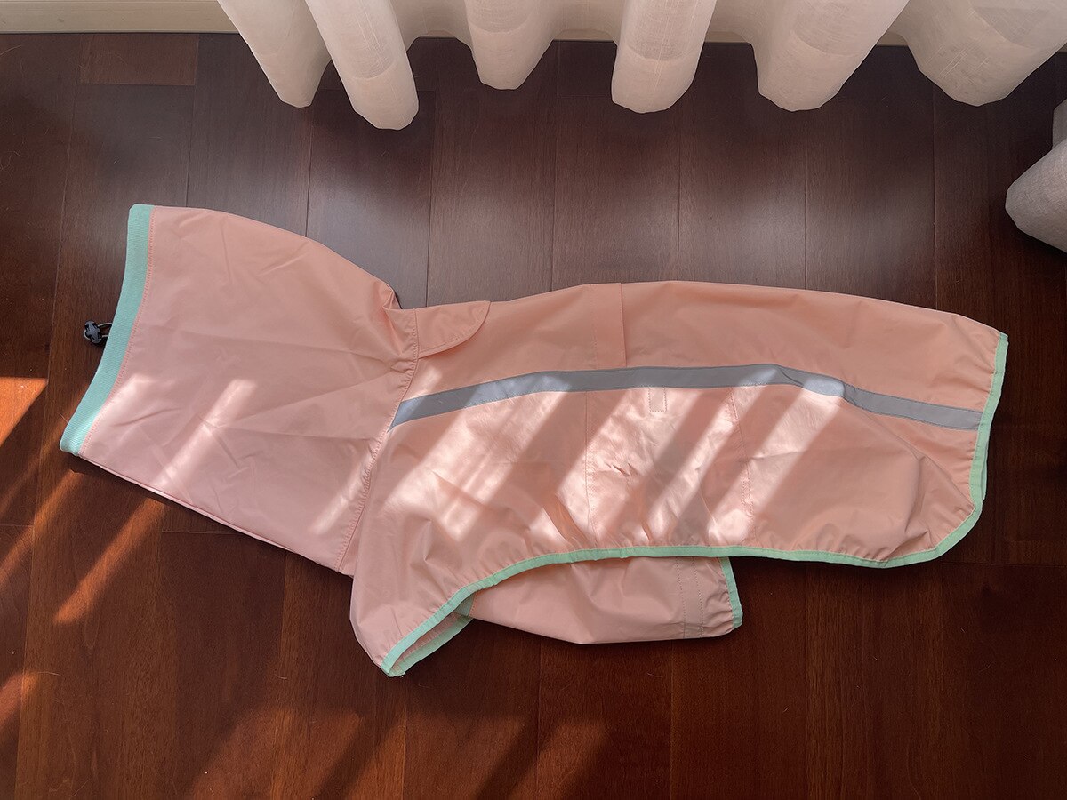 Reflektierender Hunderegenmantel, Traktionsregenmantel, wasserdichte, winddichte Katzenjacke für mittelgroße und große Hunde, Kleidungsoverall: XXXL / Rosa