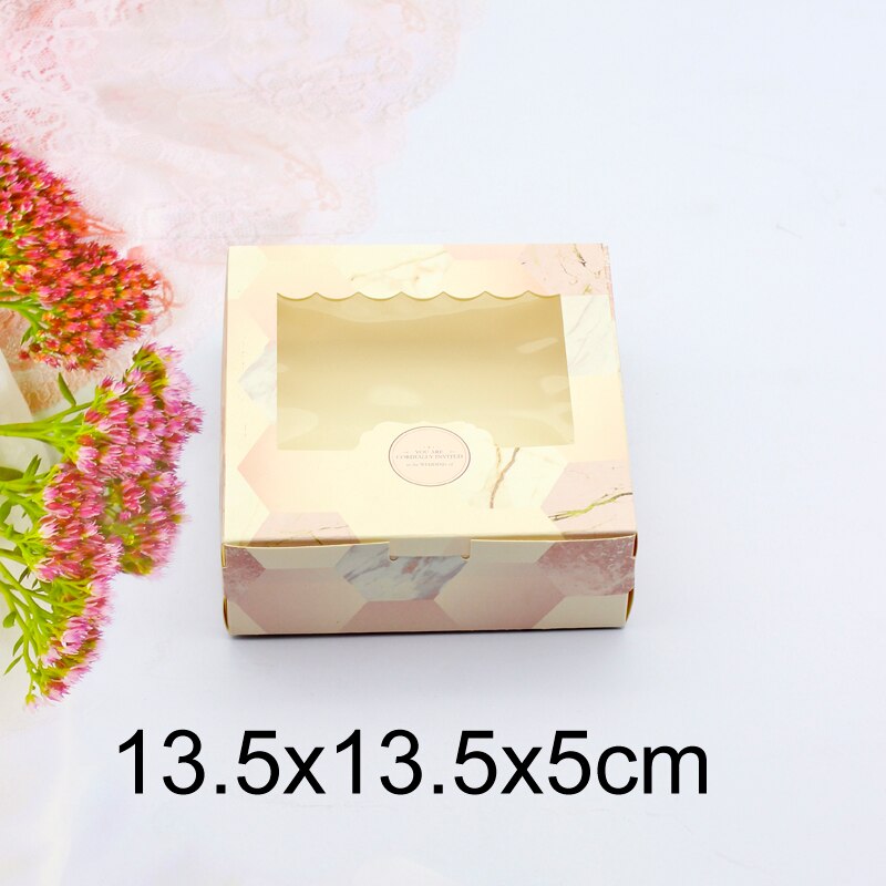20Stck Papier Kasten Mit Fenster Rosa Marmor Hochzeit Party essen Verpackung Süssigkeit Hochzeit Karton Kuchen Boxen valentinstag Schild: Mittel