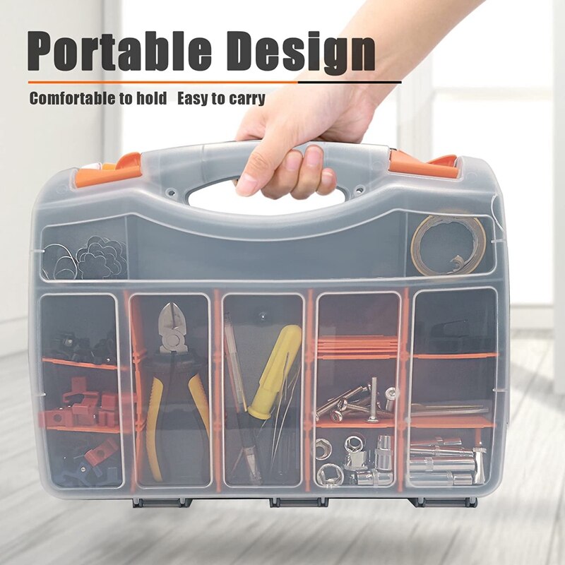 31-Compartment Double Sided Organizer, Tool Box with Impact Resistant Polymer and Removable Plastic Dividers